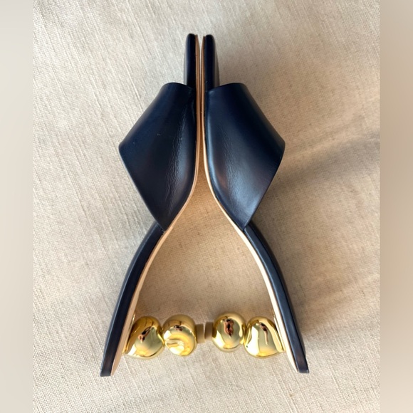 Cult Gaia Gigi Slide Sandal in Navy & Gold - Picture 7 of 10